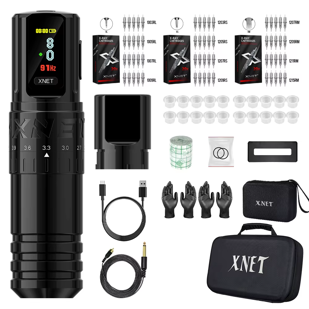XNET Vipera Professional Wireless Tattoo Machine Adjustable Stroke 2.4-4.2mm OLED Display 2400mAh Battery For Tattoo Artists