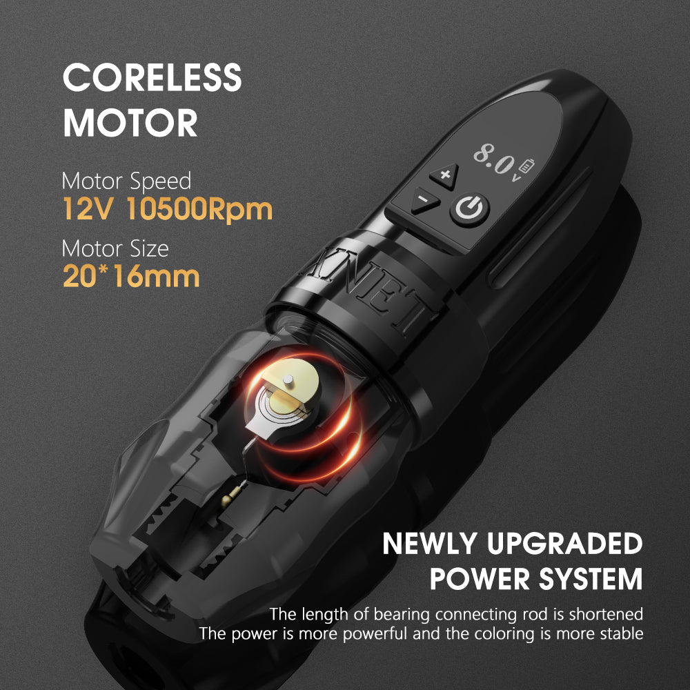 Xnet Titan 2024 Wireless Tattoo Machine Rotary Pen with Extra 38mm Grip Coreless Motor Digital LCD Display for Artist Body