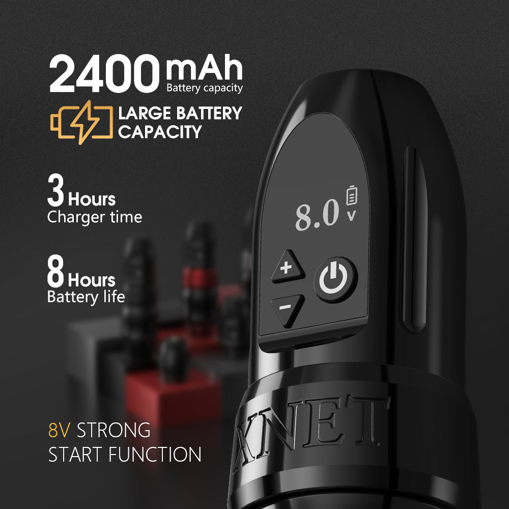 Xnet Titan 2024 Wireless Tattoo Machine Rotary Pen with Extra 38mm Grip Coreless Motor Digital LCD Display for Artist Body