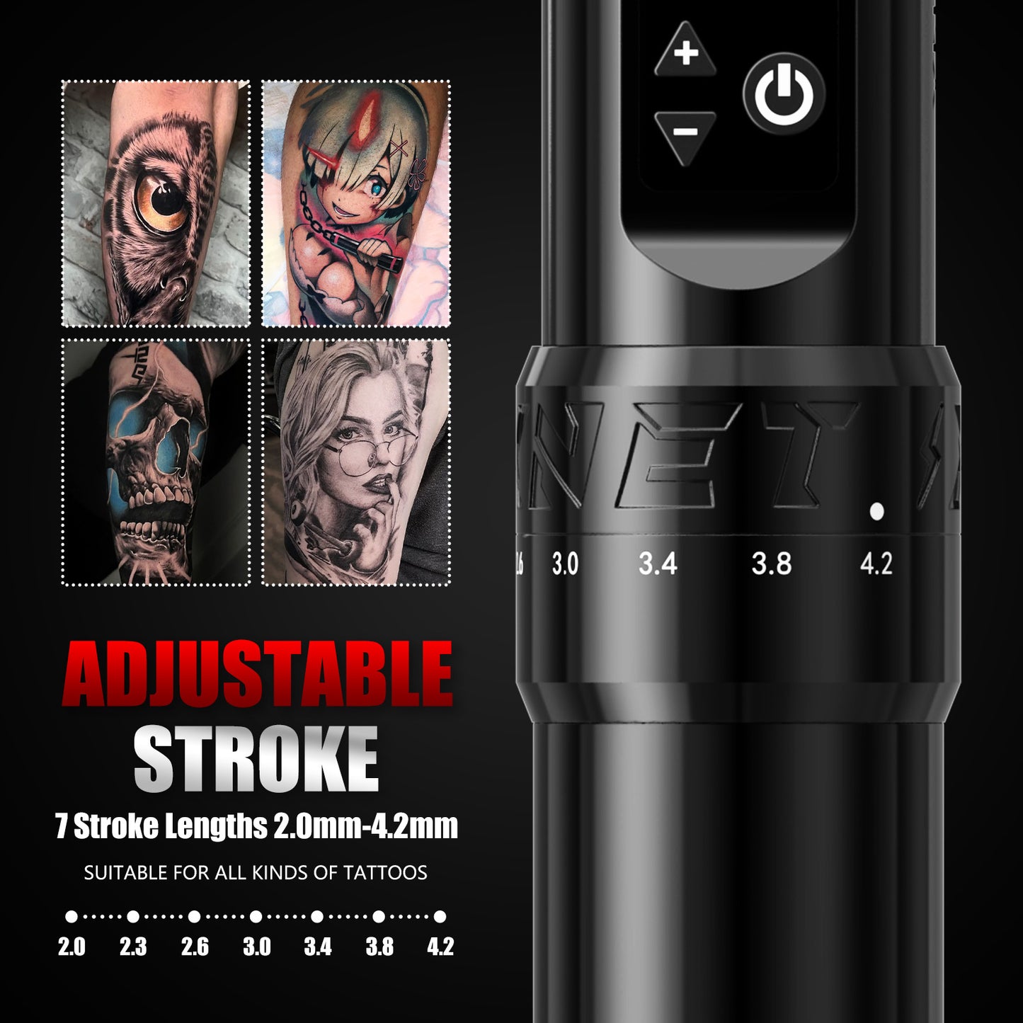XNET F1 Wireless Tattoo Machine Pen 7 Adjustable Stroke Custom Motor 2400mAh LCD Screen Battery Makeup Rotaty Pen For Tattoo Art
