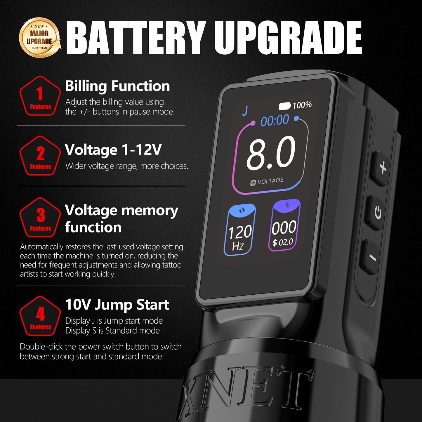 Xnet Titan Max Wireless Tattoo Machine Rotary Pen Coreless Motor 2400m Multi-Function Touchscreen Battery 1-12V for Artist Body