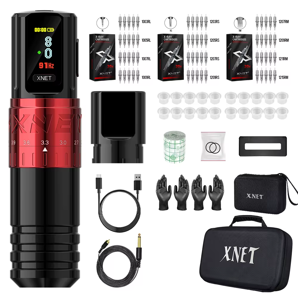 XNET Vipera Professional Wireless Tattoo Machine Adjustable Stroke 2.4-4.2mm OLED Display 2400mAh Battery For Tattoo Artists
