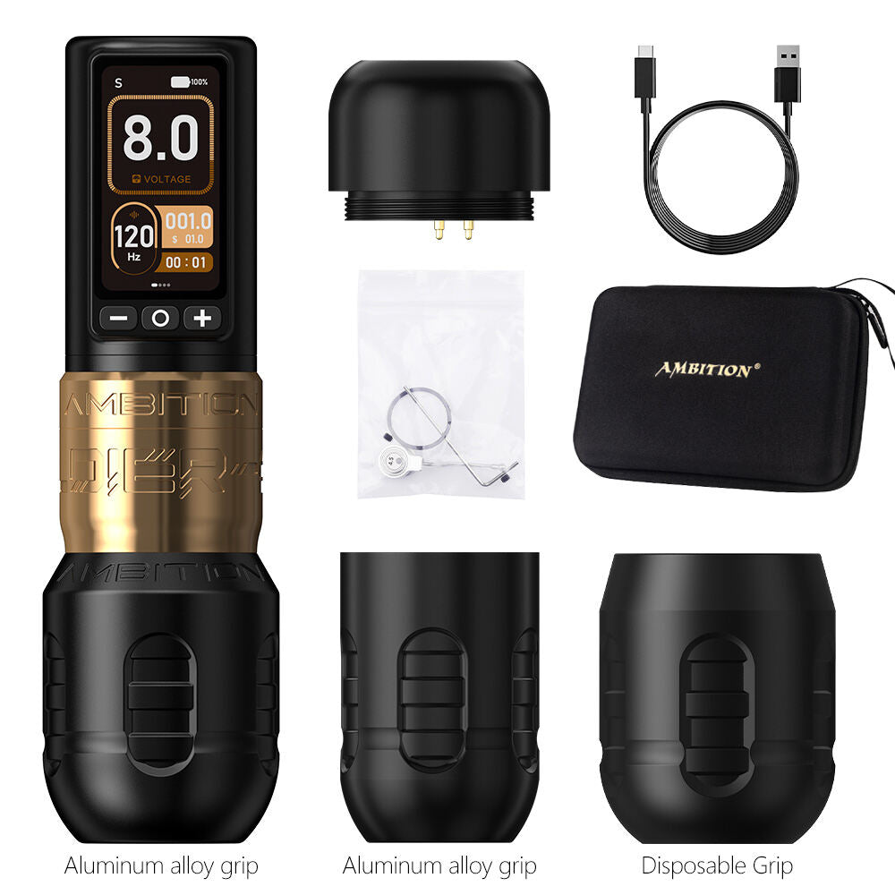 Ambition Soldier 270 Wireless Tattoo Pen 1V Low Voltage Operation, High Precision Wireless Tattoo Pen