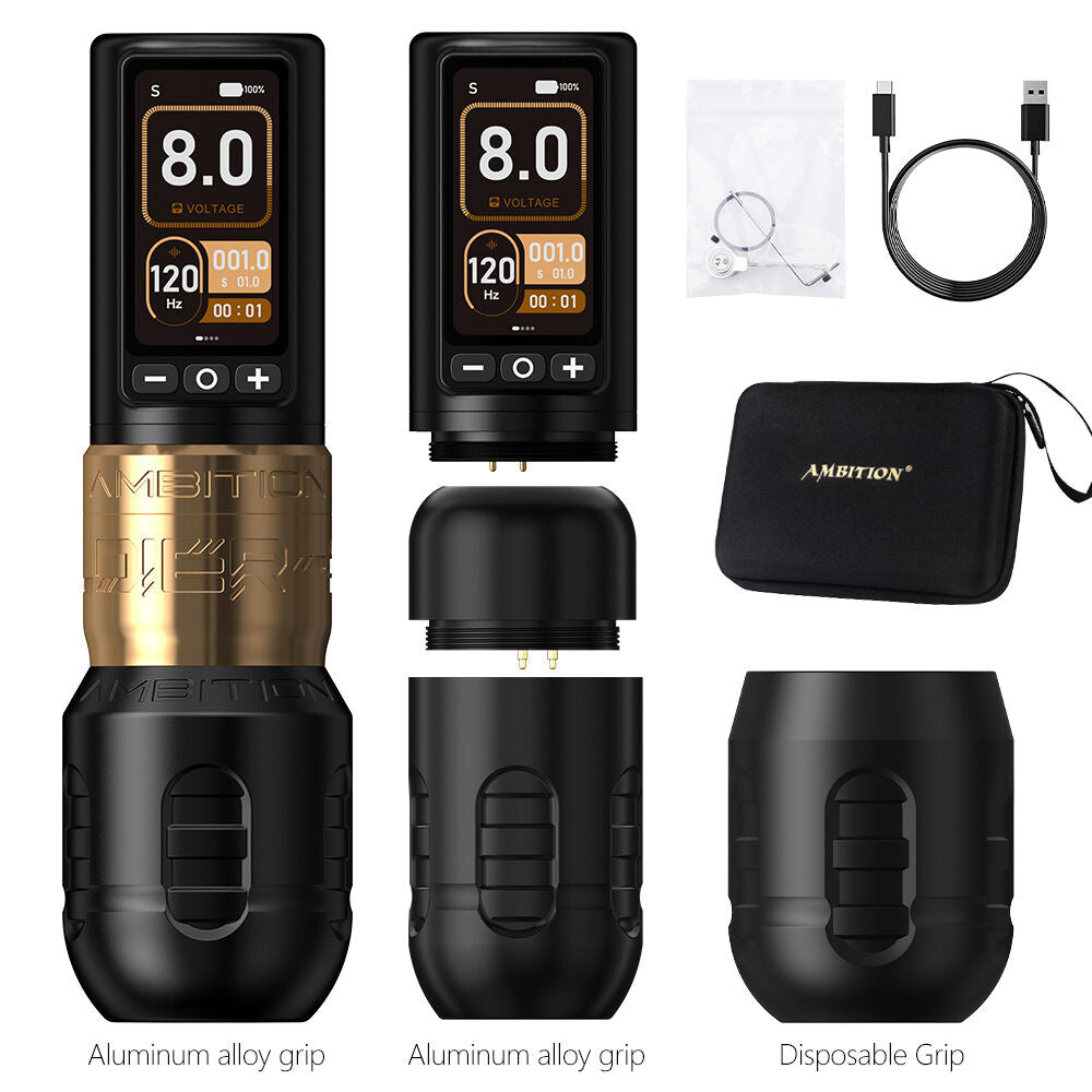 Ambition Soldier 270 Wireless Tattoo Pen 1V Low Voltage Operation, High Precision Wireless Tattoo Pen