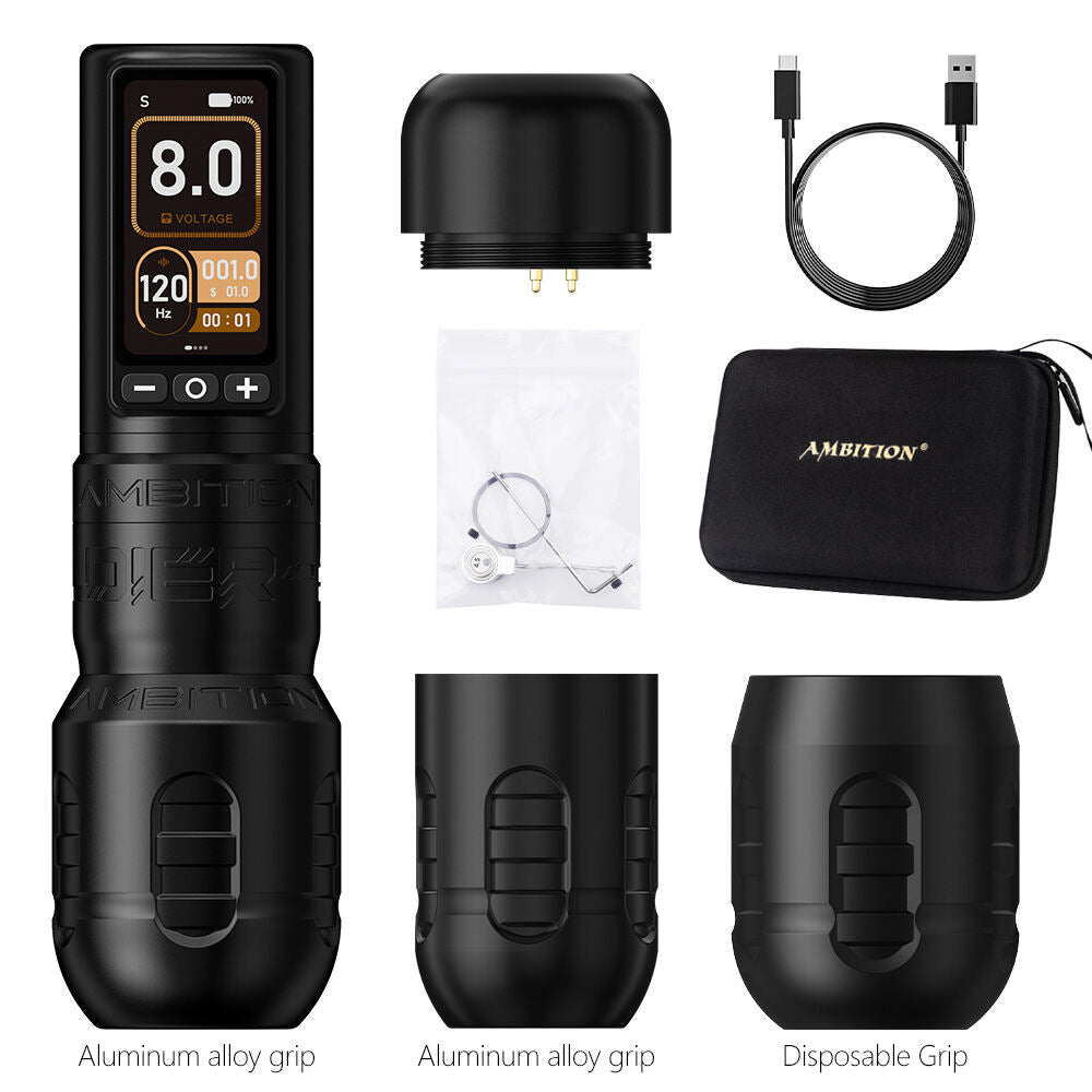 Ambition Soldier 270 Wireless Tattoo Pen 1V Low Voltage Operation, High Precision Wireless Tattoo Pen