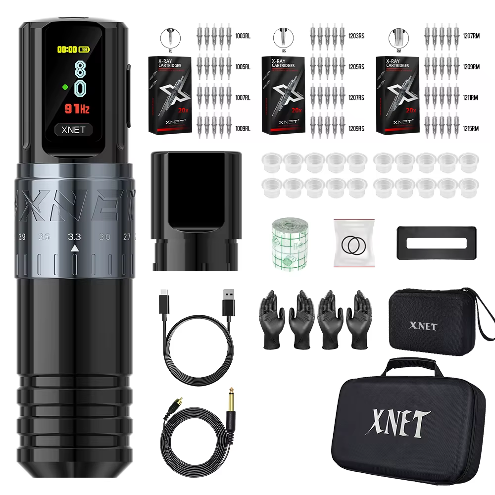 XNET Vipera Professional Wireless Tattoo Machine Adjustable Stroke 2.4-4.2mm OLED Display 2400mAh Battery For Tattoo Artists