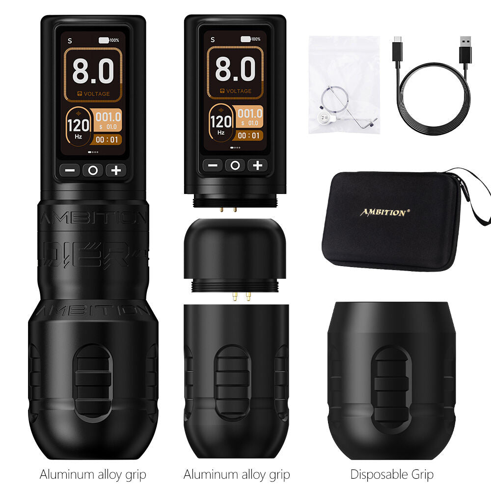 Ambition Soldier 270 Wireless Tattoo Pen 1V Low Voltage Operation, High Precision Wireless Tattoo Pen