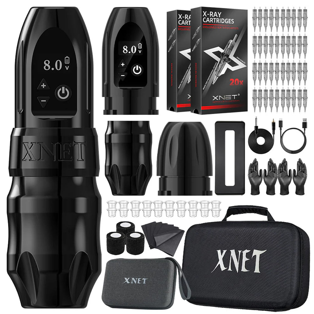 Xnet Titan 2024 Wireless Tattoo Machine Rotary Pen with Extra 38mm Grip Coreless Motor Digital LCD Display for Artist Body