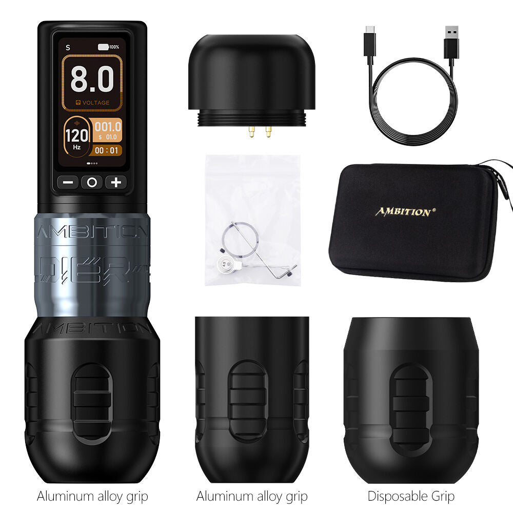 Ambition Soldier 270 Wireless Tattoo Pen 1V Low Voltage Operation, High Precision Wireless Tattoo Pen