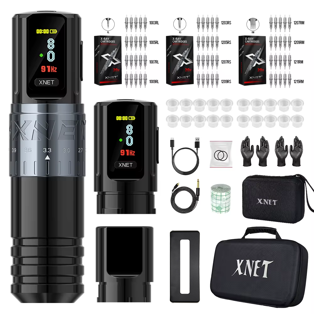 XNET Vipera Professional Wireless Tattoo Machine Adjustable Stroke 2.4-4.2mm OLED Display 2400mAh Battery For Tattoo Artists