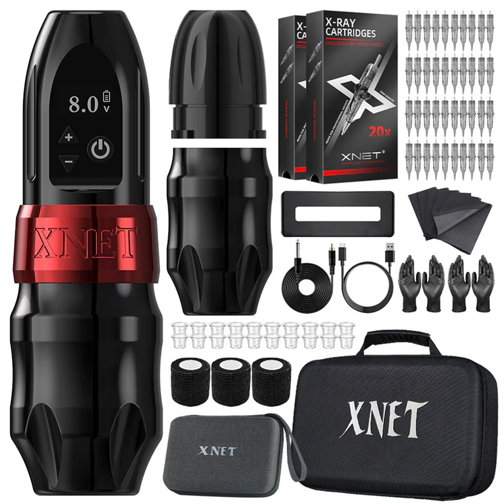 Xnet Titan 2024 Wireless Tattoo Machine Rotary Pen with Extra 38mm Grip Coreless Motor Digital LCD Display for Artist Body