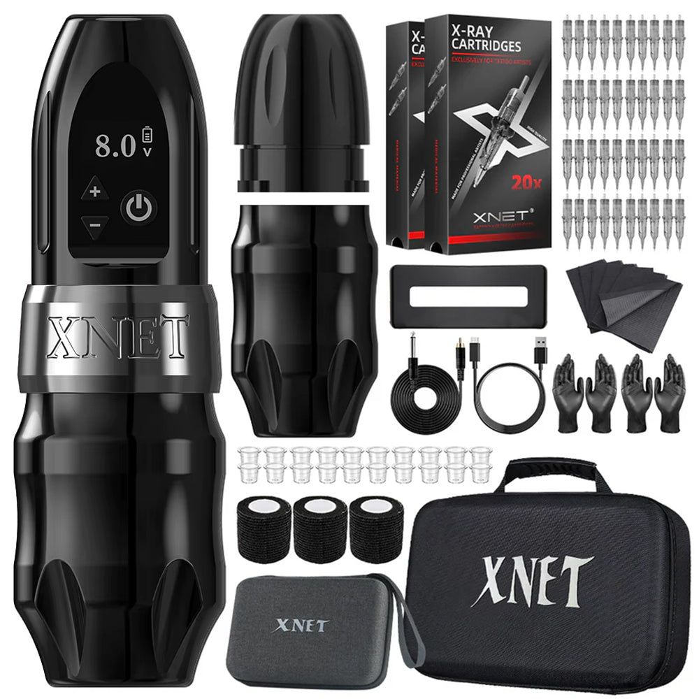 Xnet Titan 2024 Wireless Tattoo Machine Rotary Pen with Extra 38mm Grip Coreless Motor Digital LCD Display for Artist Body