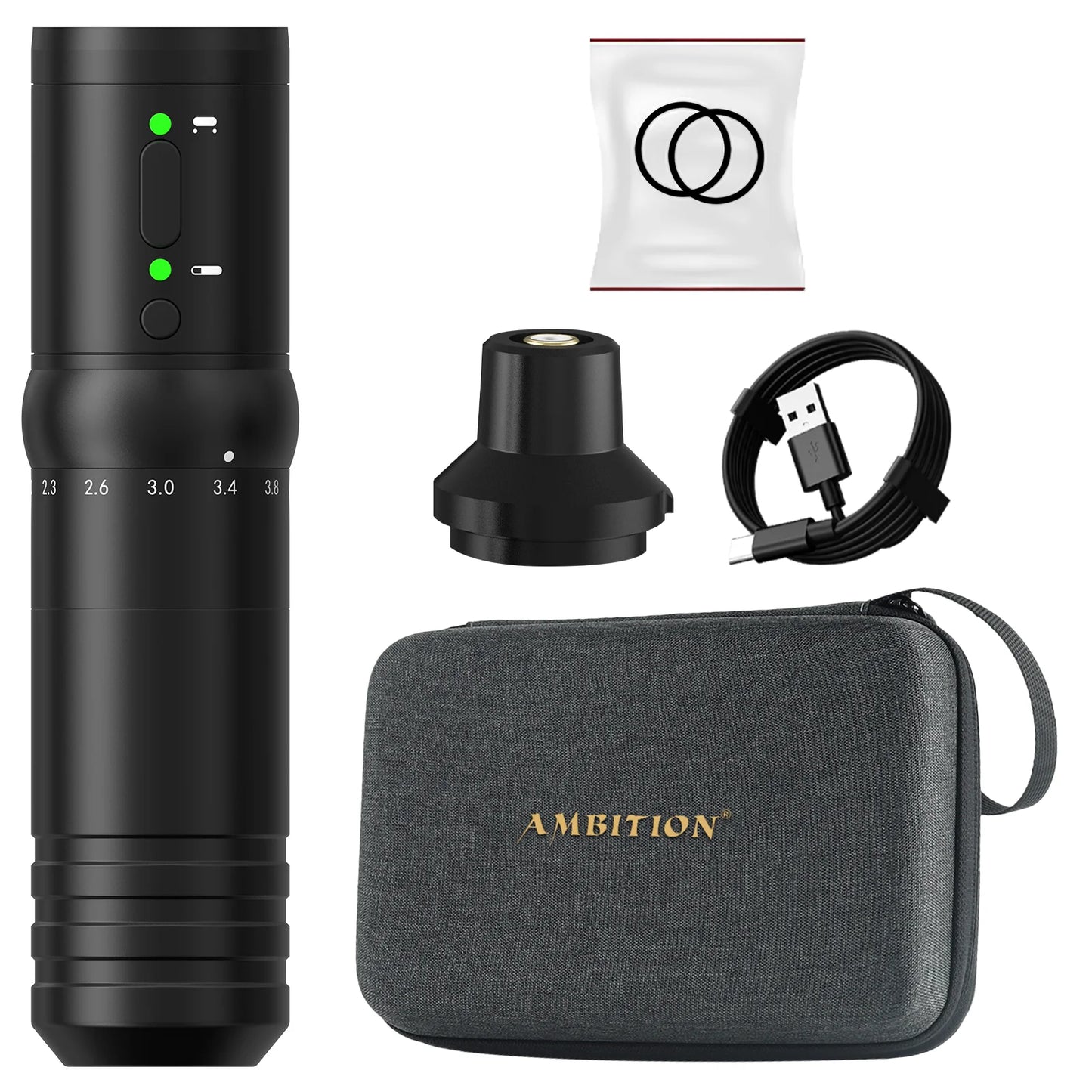 Ambition Flash Adjustable Stroke 2.0-4.2mm 7 Types Wireless Tattoo Machine Capacity 2000mAh Battery Pen for Tattoo Artist Supply