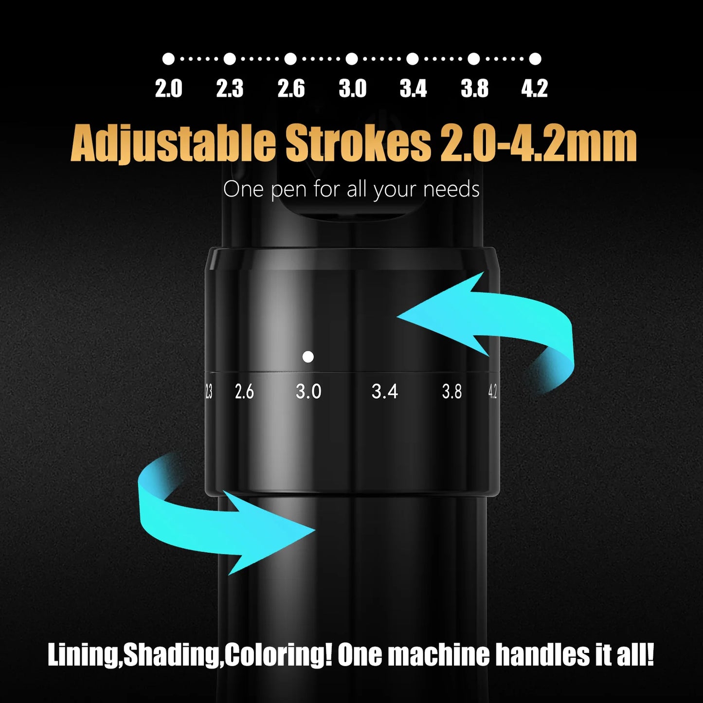 Ambition Boxster Adjustable Wireless Tattoo Machine Pen 2.0-4.2mm Battery 1800mAh For Dotwork Tattoo Makeup Microplasty Tattoo