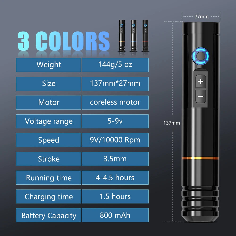 Ambition NINJA RS Portable Wireless Tattoo Machine Pen 3.5mm Stroke Battery Capacity 800mah Permanent Makeup Universal Needles