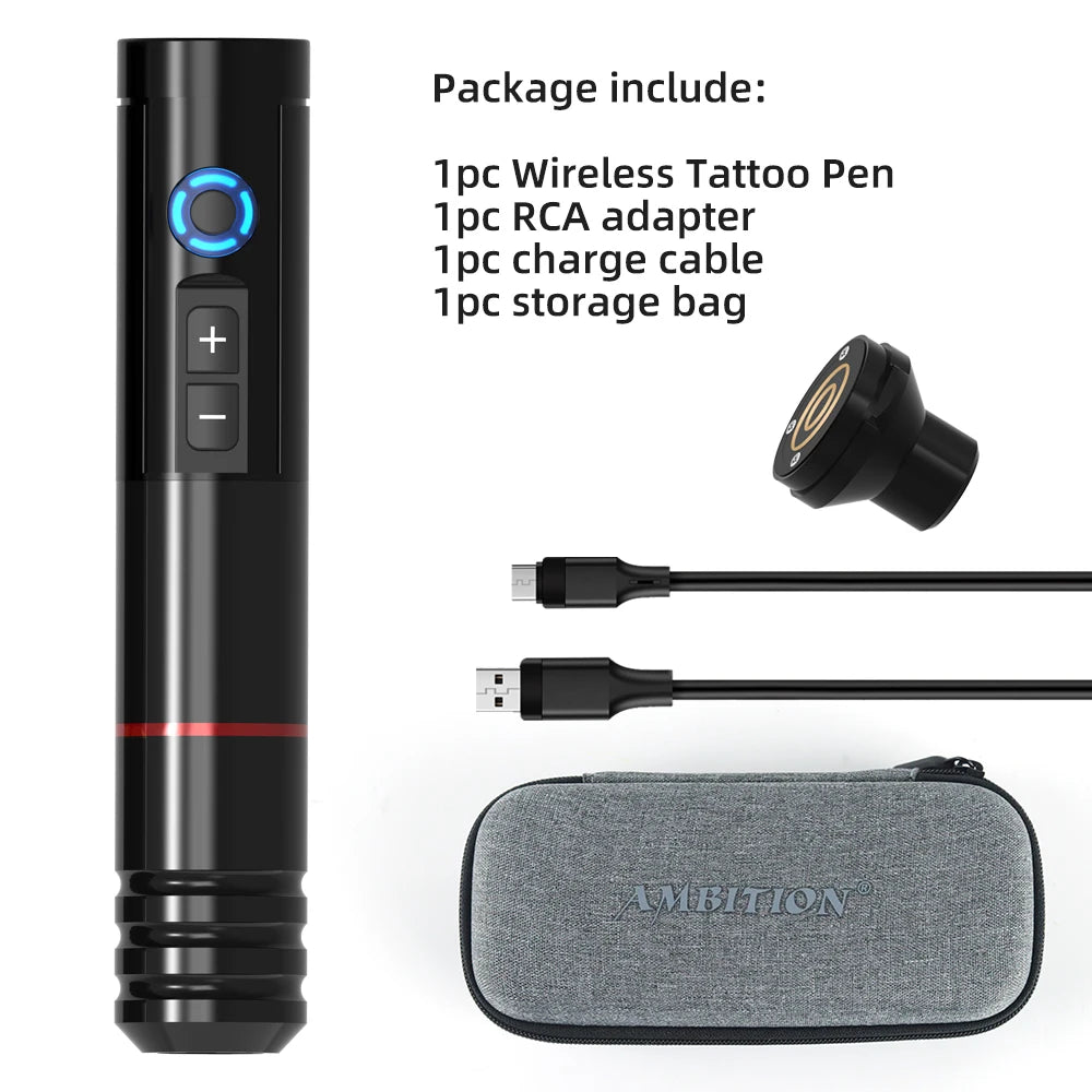 Ambition NINJA RS Portable Wireless Tattoo Machine Pen 3.5mm Stroke Battery Capacity 800mah Permanent Makeup Universal Needles