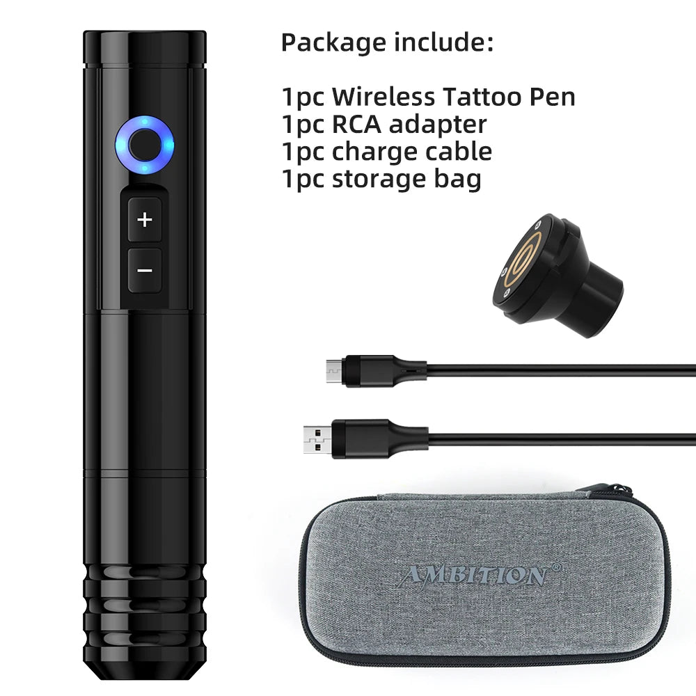 Ambition NINJA RS Portable Wireless Tattoo Machine Pen 3.5mm Stroke Battery Capacity 800mah Permanent Makeup Universal Needles