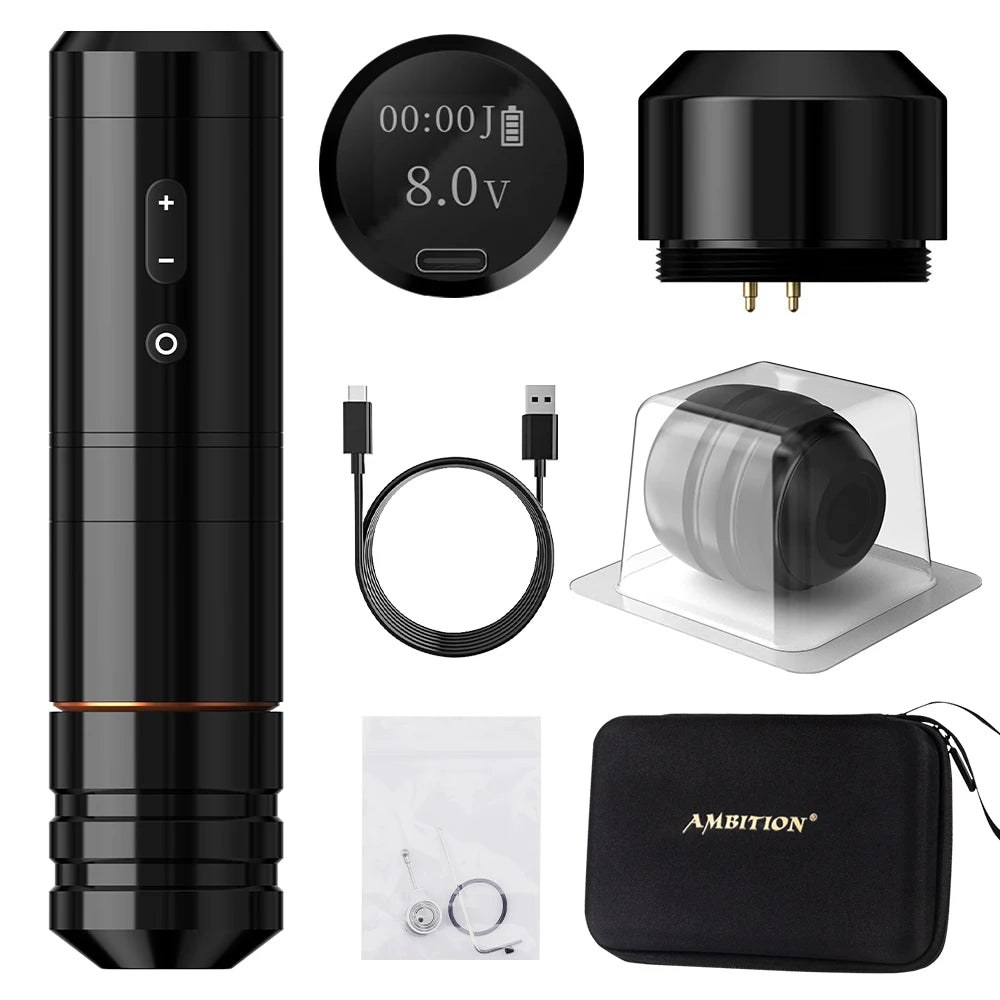 Ambition Ninja Nova 2024 Latest Unlimited Wireless Tattoo Pen Machine 4.0/3.5mm Stroke Brushless Motor for Tattoo Artist Body