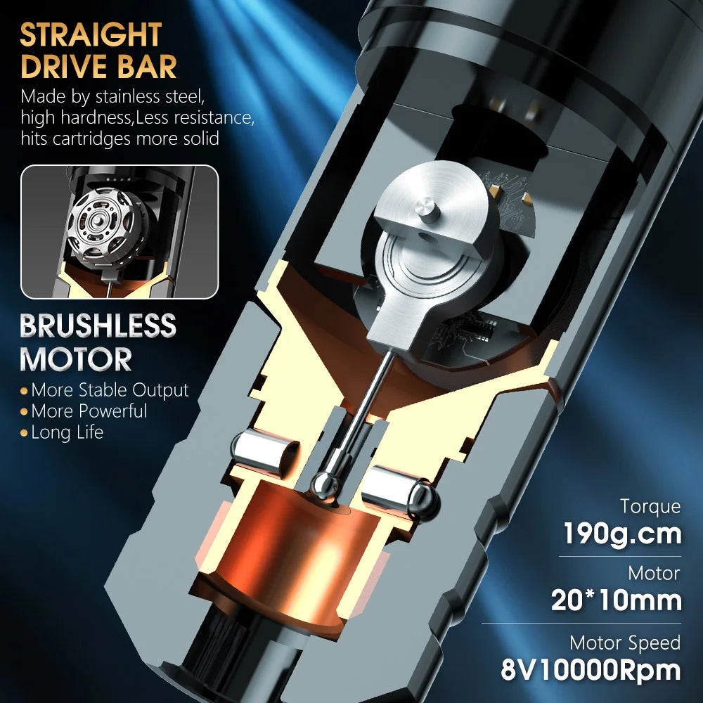 Ambition Ninja Nova 2024 Latest Unlimited Wireless Tattoo Pen Machine 4.0/3.5mm Stroke Brushless Motor for Tattoo Artist Body