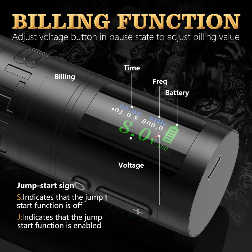 Ambition Ninja Ultra 2024 Wireless Tattoo Machine Pen Latest Straight Rod 4.0mm Stroke Billing Battery Coreless Motor Tattoo Art