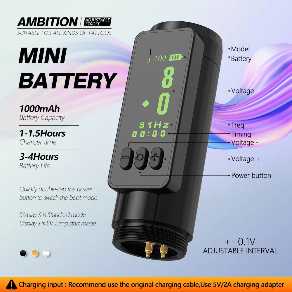 Ambition Sally Wireless Permanent Makeup Machine Tattoo Pen Rotary 2.0-3.5mm adjustable stroke Coreless Motor Tattoo Supplies