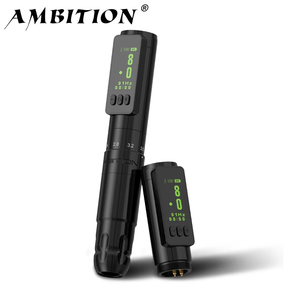 Ambition Sally Wireless Permanent Makeup Machine Tattoo Pen Rotary 2.0-3.5mm adjustable stroke Coreless Motor Tattoo Supplies