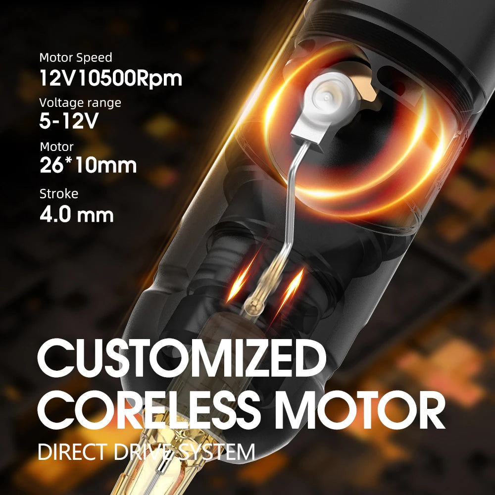 Ambition Soldier Wireless Tattoo Machine Rotaty Battery Pen with Portable Power Pack 2400mAh LED Digital Display For Body Art