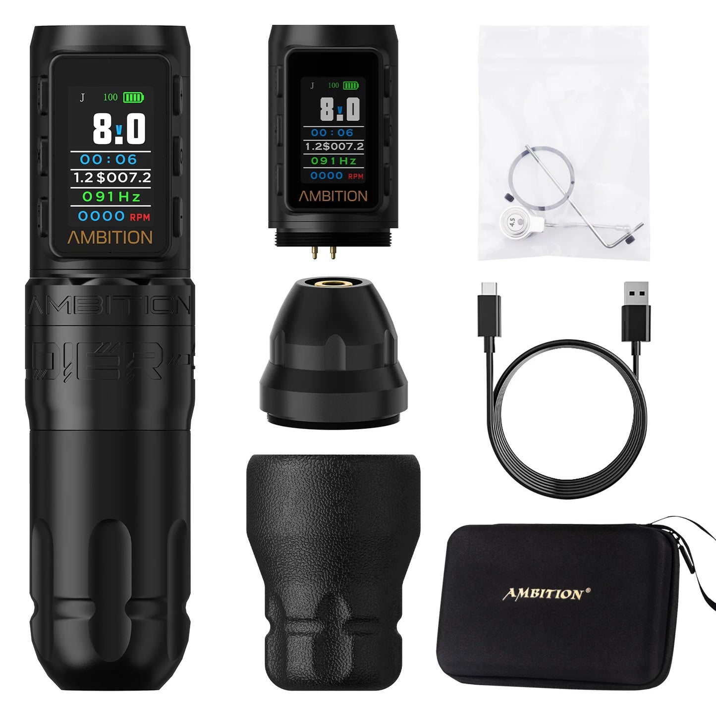 Ambition Soldier270 S Wireless Tattoo Machine Stroke 5.0+4.5mm 1800mAh Billing Battery with 270 g.cm High Torque Brushless Motor
