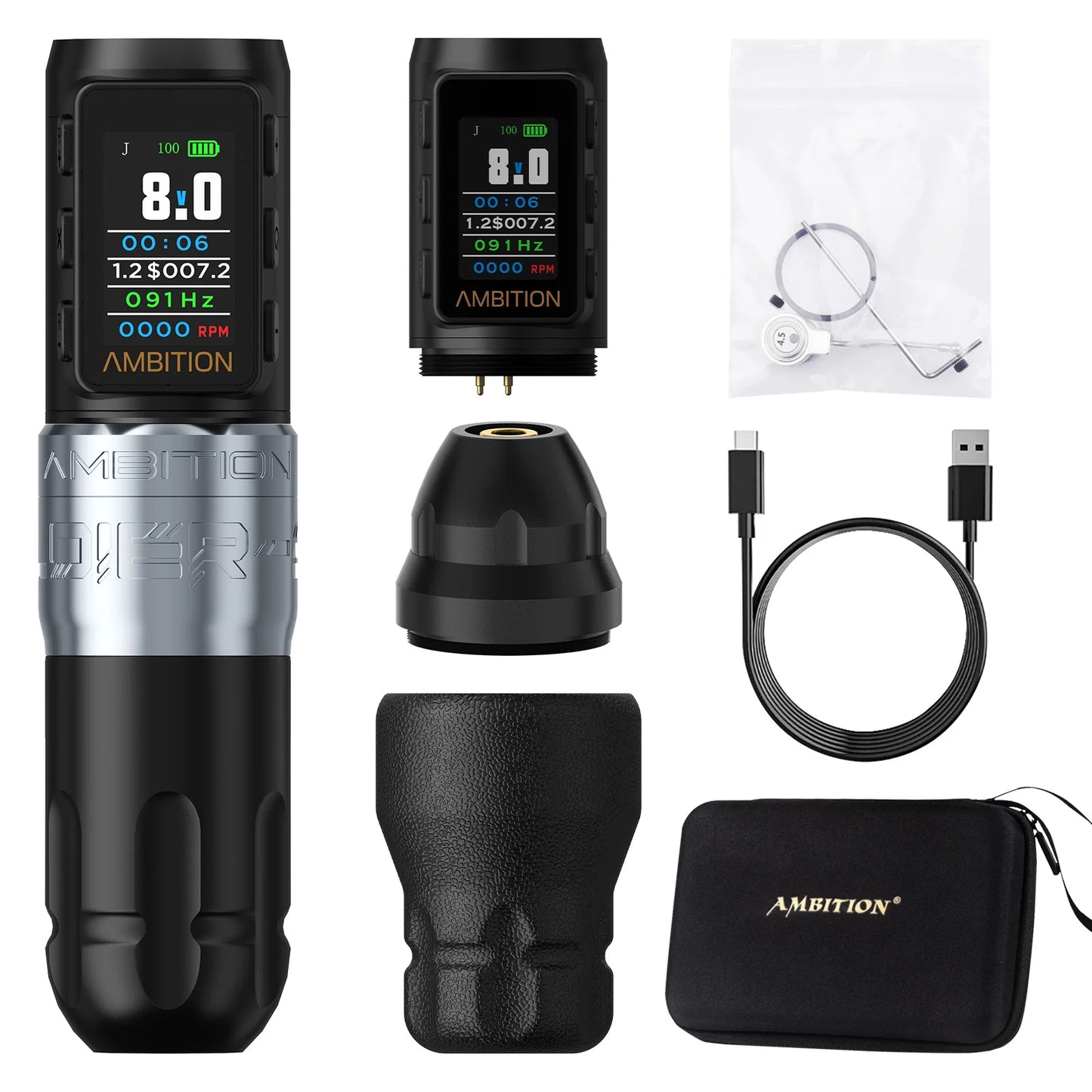 Ambition Soldier270 S Wireless Tattoo Machine Stroke 5.0+4.5mm 1800mAh Billing Battery with 270 g.cm High Torque Brushless Motor