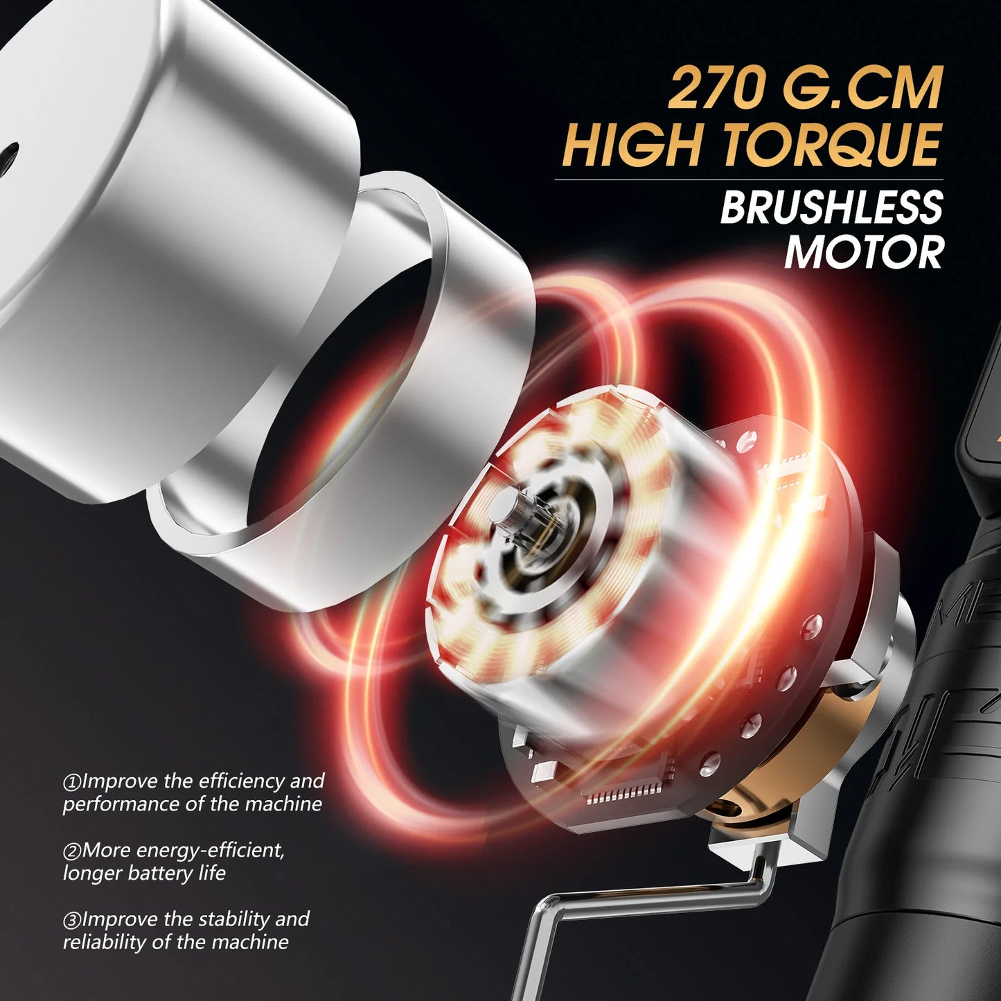 Ambition Soldier270 S Wireless Tattoo Machine Stroke 5.0+4.5mm 1800mAh Billing Battery with 270 g.cm High Torque Brushless Motor