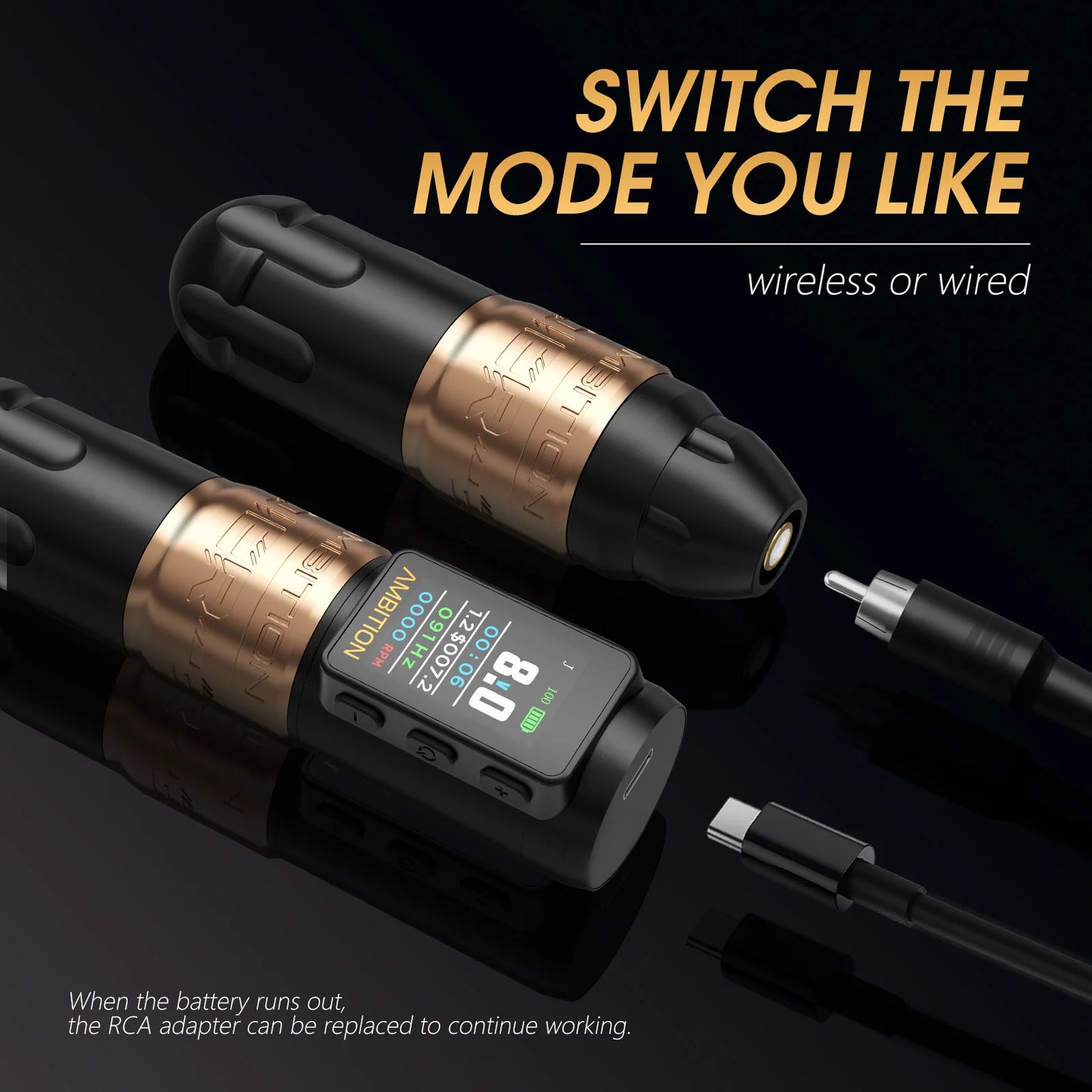 Ambition Soldier270 S Wireless Tattoo Machine Stroke 5.0+4.5mm 1800mAh Billing Battery with 270 g.cm High Torque Brushless Motor