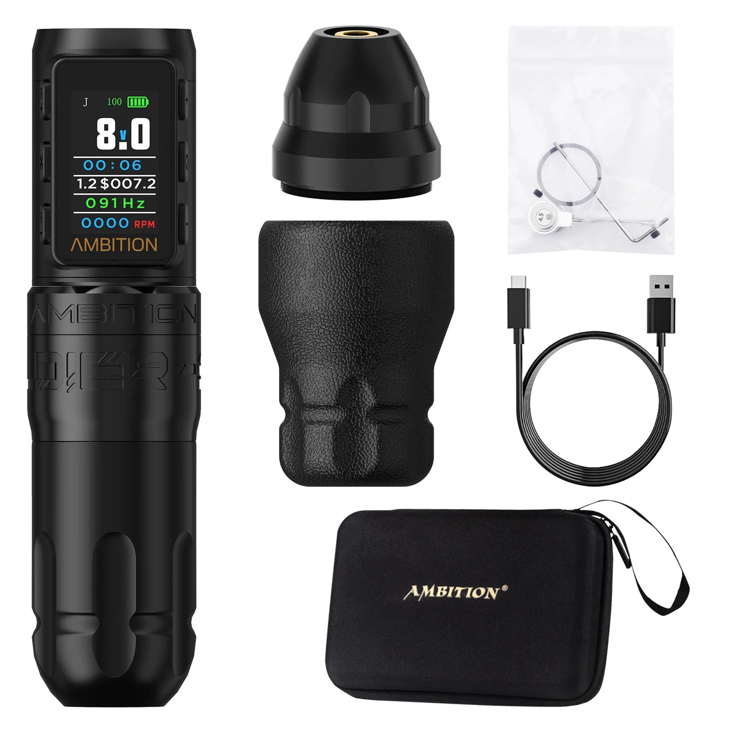 Ambition Soldier270 S Wireless Tattoo Machine Stroke 5.0+4.5mm 1800mAh Billing Battery with 270 g.cm High Torque Brushless Motor
