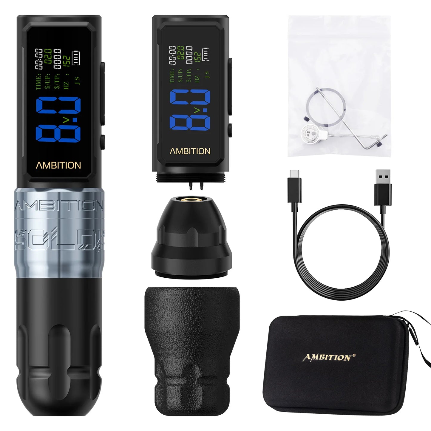Ambition Soldier270S Stroke 4.5+5.0mm Wireless Tattoo Machine Professional Brushless Motor Pen 2400mAh Battery 1-12V for Tattoo