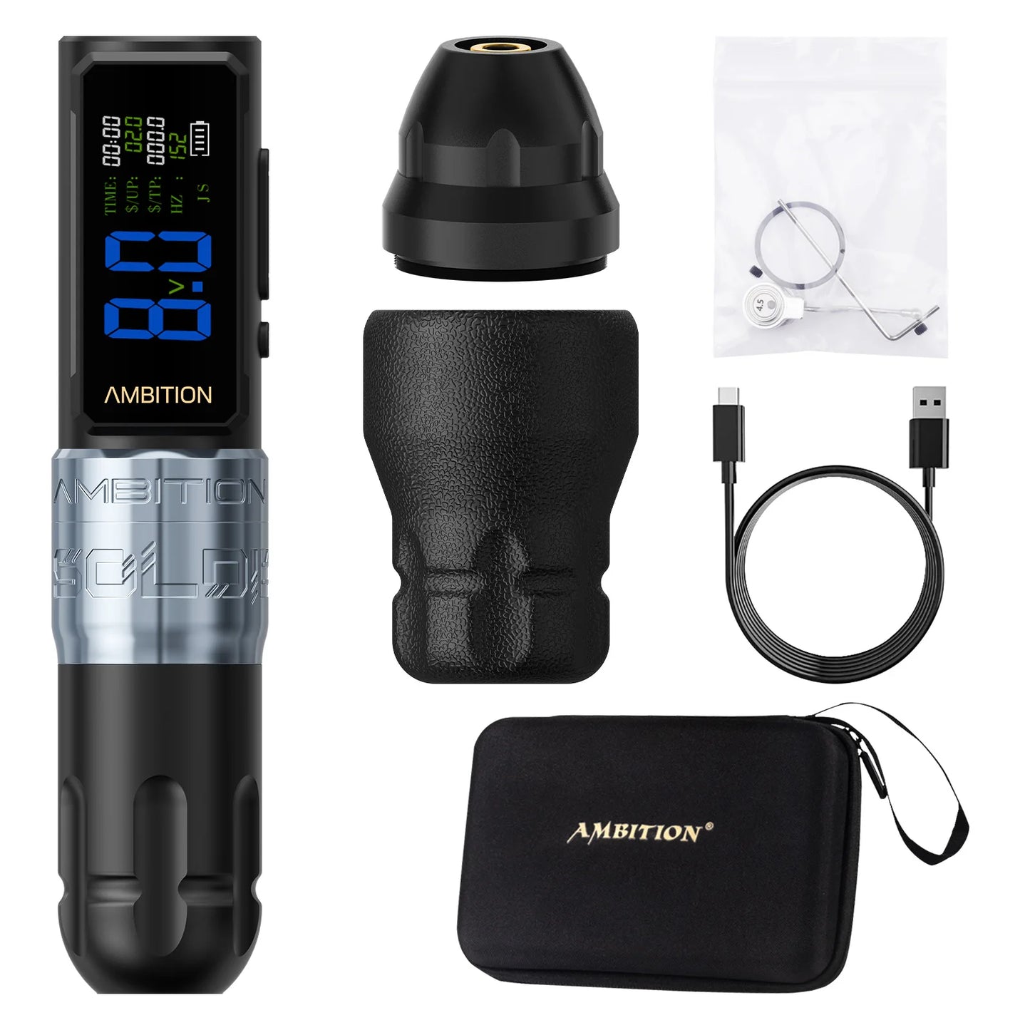 Ambition Soldier270S Stroke 4.5+5.0mm Wireless Tattoo Machine Professional Brushless Motor Pen 2400mAh Battery 1-12V for Tattoo