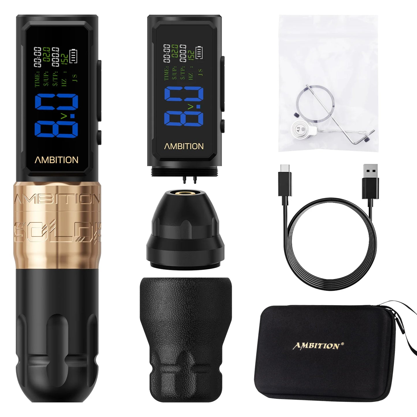 Ambition Soldier270S Stroke 4.5+5.0mm Wireless Tattoo Machine Professional Brushless Motor Pen 2400mAh Battery 1-12V for Tattoo