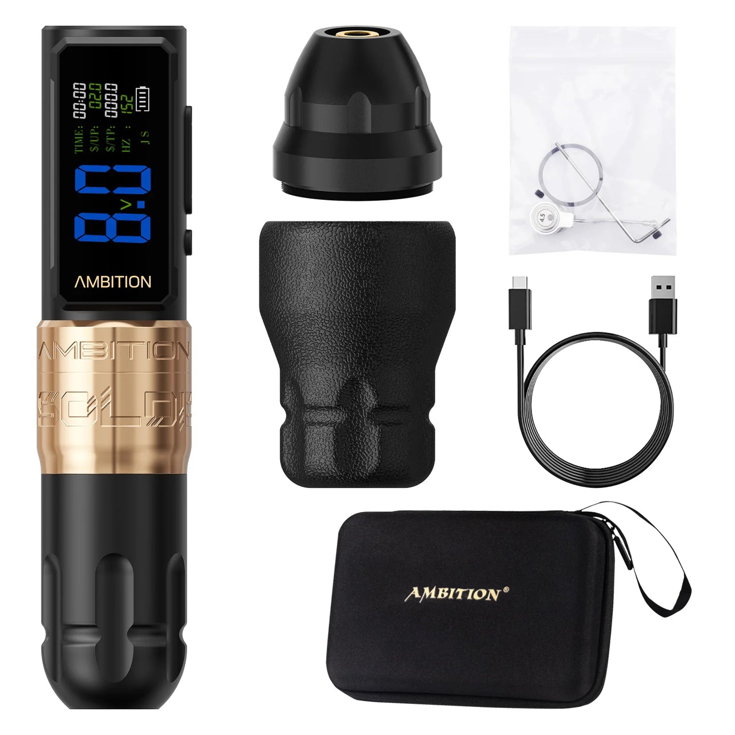 Ambition Soldier270S Stroke 4.5+5.0mm Wireless Tattoo Machine Professional Brushless Motor Pen 2400mAh Battery 1-12V for Tattoo