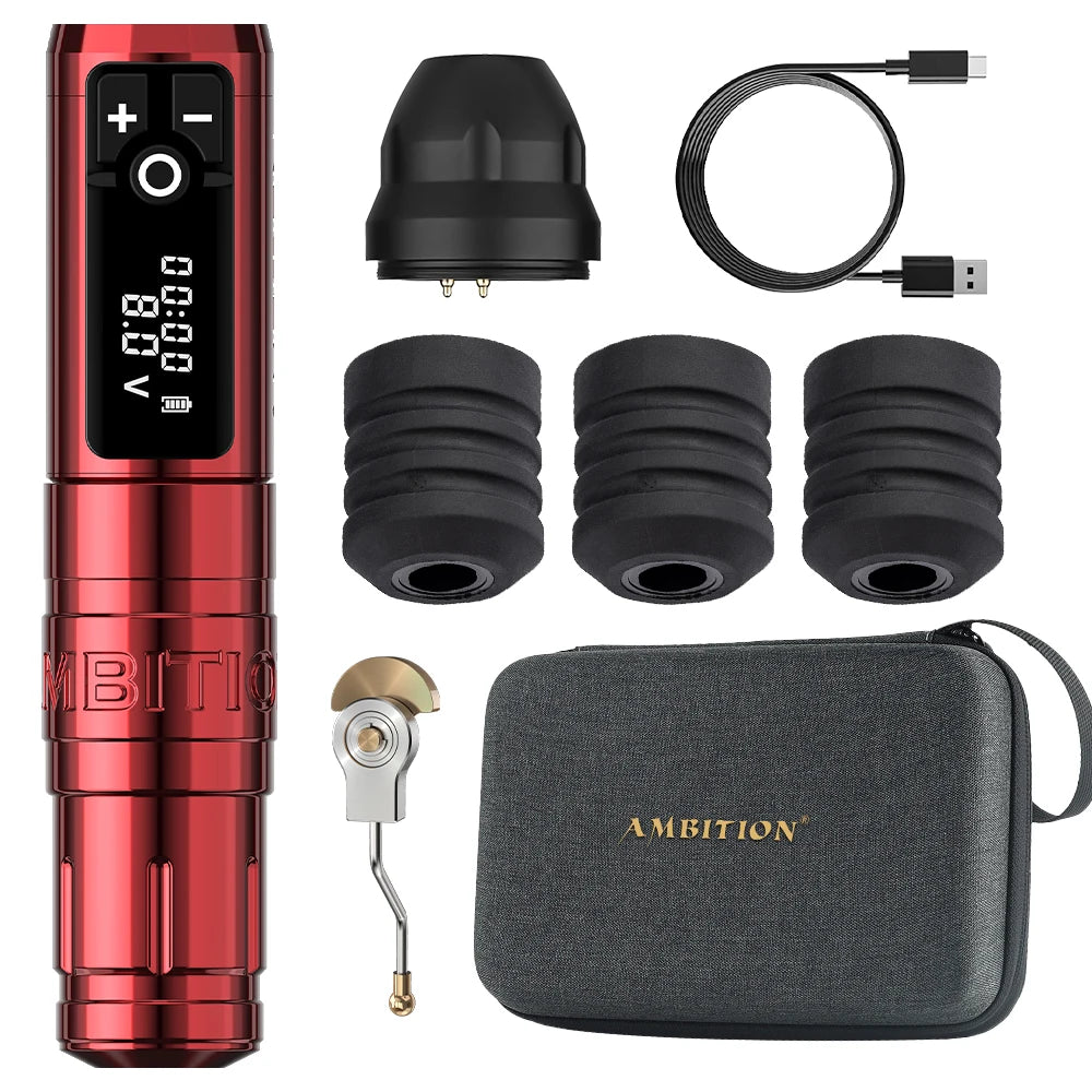 Ambition Storm Wand Wireless Tattoo Machine Pen Coreless Motor 2400mAh Capacity Battery Direct Drive Fast Charge for Body Artist