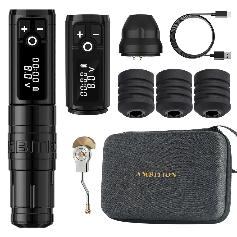 Ambition Storm Wand Wireless Tattoo Machine Pen Coreless Motor 2400mAh Capacity Battery Direct Drive Fast Charge for Body Artist