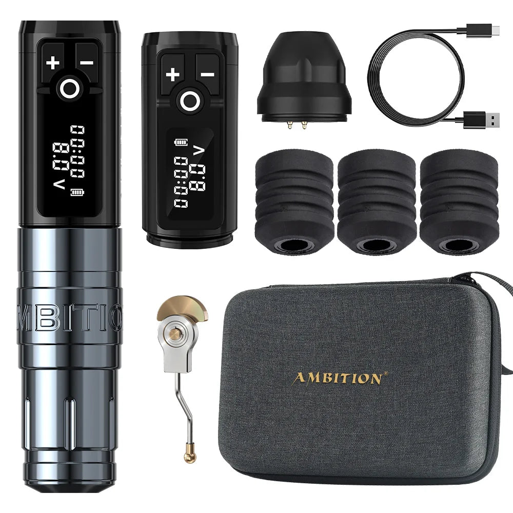 Ambition Storm Wand Wireless Tattoo Machine Pen Coreless Motor 2400mAh Capacity Battery Direct Drive Fast Charge for Body Artist