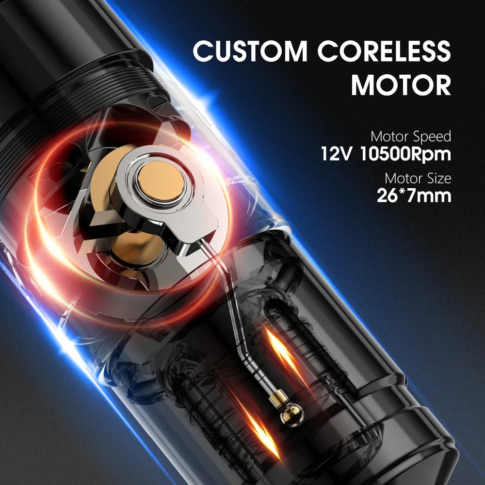 Ambition Storm Wand Wireless Tattoo Machine Pen Coreless Motor 2400mAh Capacity Battery Direct Drive Fast Charge for Body Artist