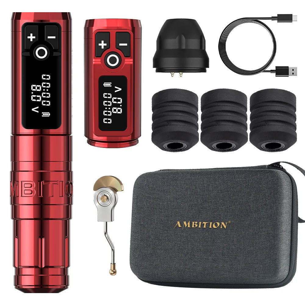 Ambition Storm Wand Wireless Tattoo Machine Pen Coreless Motor 2400mAh Capacity Battery Direct Drive Fast Charge for Body Artist