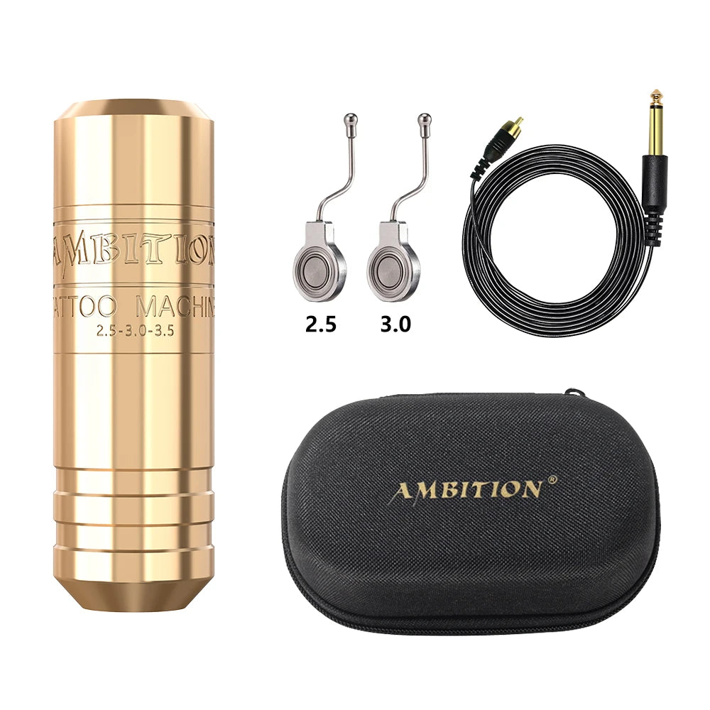 Ambition Torped 28 Stroke 2.5-3.0-3.5mm Rotary Tattoo Pen Machine Wireless Kuark Battery Powerful Brushless Motor RCA Cord