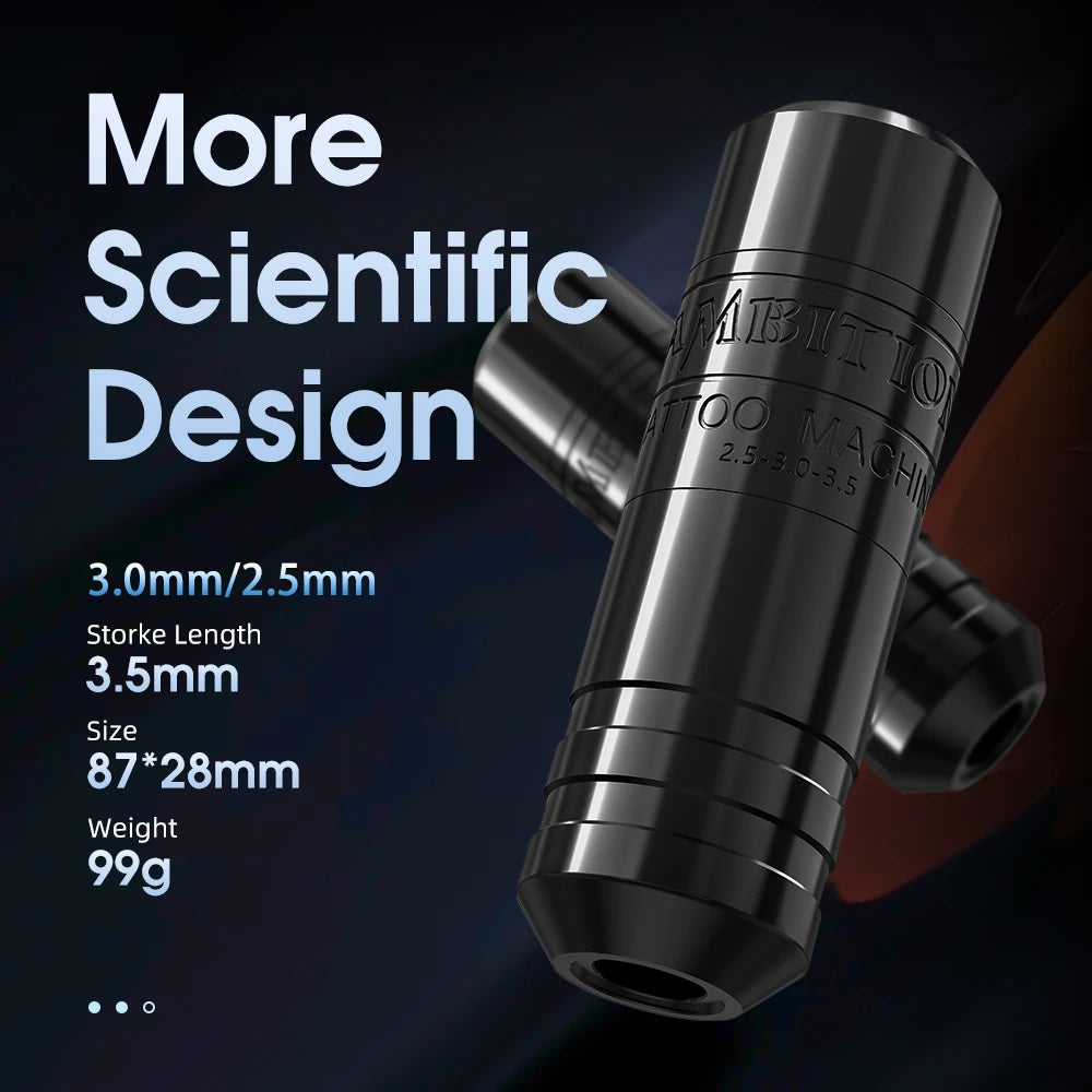Ambition Torped 28 Stroke 2.5-3.0-3.5mm Rotary Tattoo Pen Machine Wireless Kuark Battery Powerful Brushless Motor RCA Cord