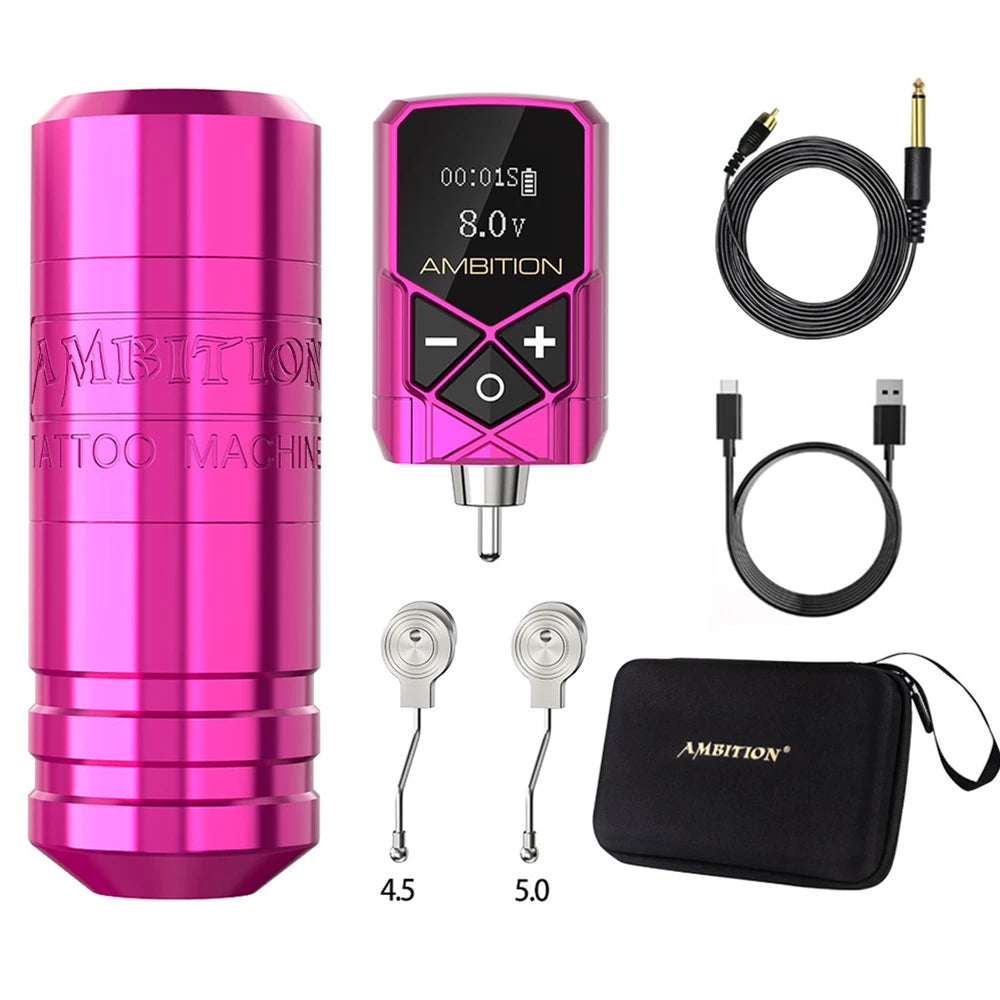 Ambition Torped 32 Stroke 4.0-4.5-5.0mm Rotary Tattoo Pen Machine Powerful Brushless Motor With RCA Cord For Tattoo Artists