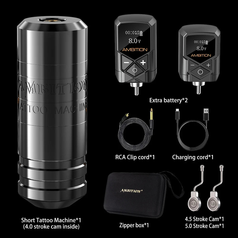 Ambition Torped 32 Stroke 4.0-4.5-5.0mm Rotary Tattoo Pen Machine Powerful Brushless Motor With RCA Cord For Tattoo Artists