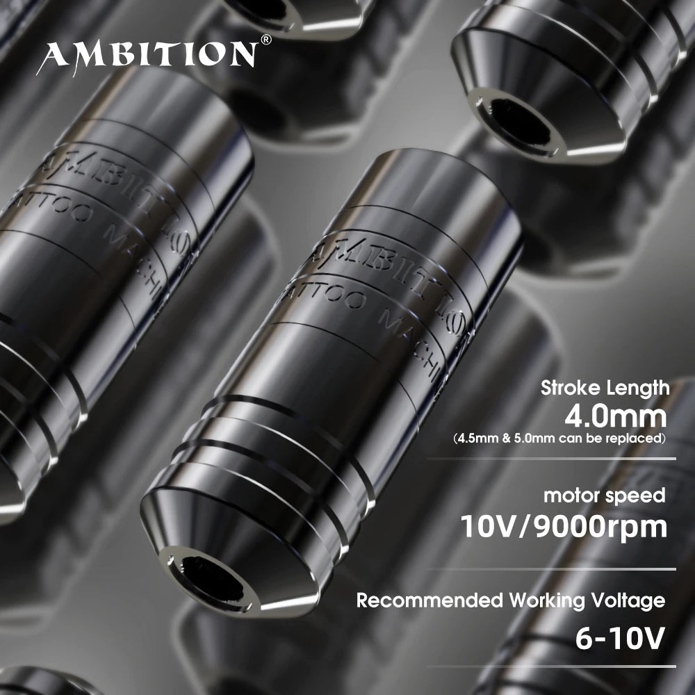 Ambition Torped 32 Stroke 4.0-4.5-5.0mm Rotary Tattoo Pen Machine Powerful Brushless Motor With RCA Cord For Tattoo Artists