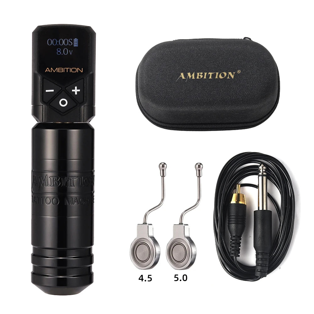 Ambition Torped 32 Stroke 4.0-4.5-5.0mm Rotary Tattoo Pen Machine Powerful Brushless Motor With RCA Cord For Tattoo Artists