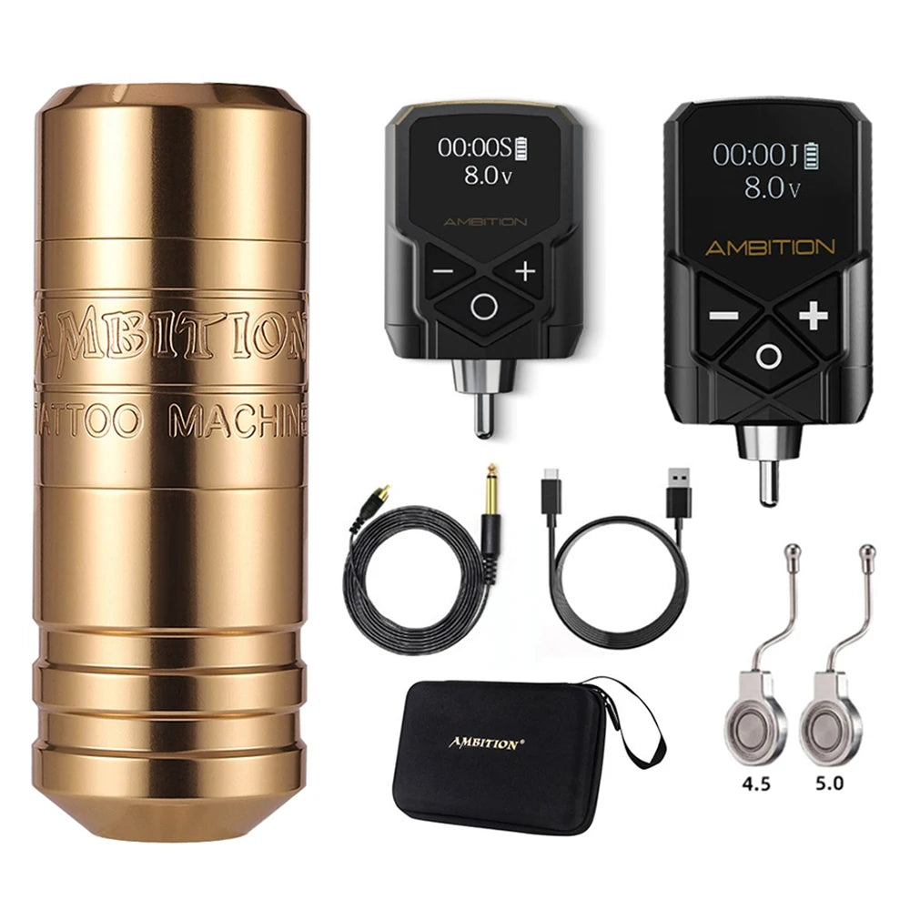 Ambition Torped 32 Stroke 4.0-4.5-5.0mm Rotary Tattoo Pen Machine Powerful Brushless Motor With RCA Cord For Tattoo Artists