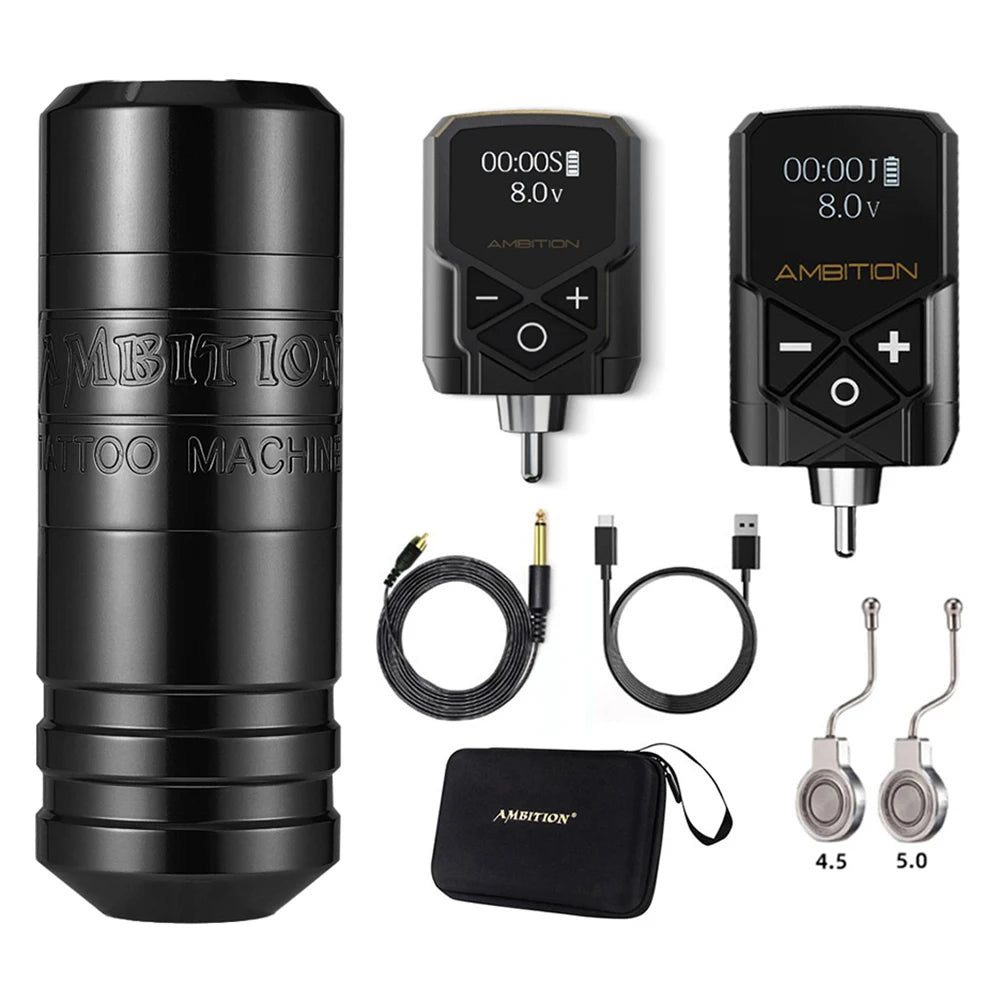 Ambition Torped 32 Stroke 4.0-4.5-5.0mm Rotary Tattoo Pen Machine Powerful Brushless Motor With RCA Cord For Tattoo Artists