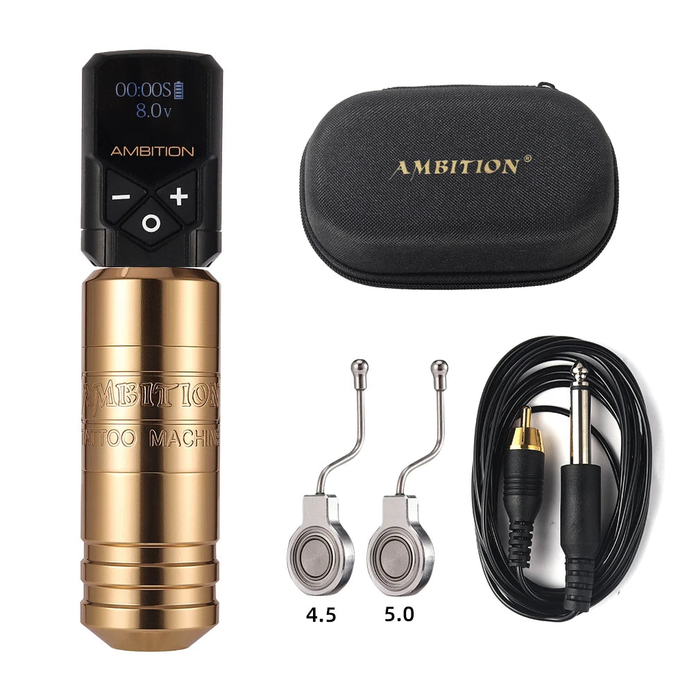 Ambition Torped 32 Stroke 4.0-4.5-5.0mm Rotary Tattoo Pen Machine Powerful Brushless Motor With RCA Cord For Tattoo Artists